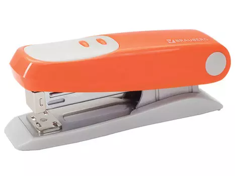 Степлер BRAUBERG "Germanium", №24/6, 26/6, до 20 листов, пластиковый корпус, металлический механизм, оранжевый