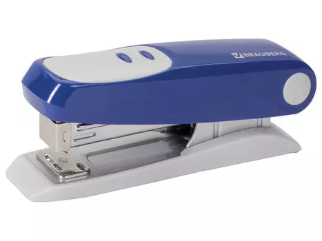 Степлер BRAUBERG "Germanium", №24/6, 26/6, до 20 листов, пластиковый корпус, металлический механизм, синий