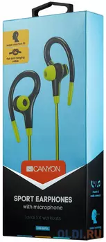 Стерео спортивные наушники с микрофоном, длина кабеля 1,2 м, Lime