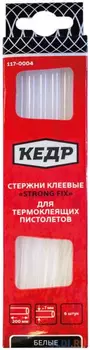 СТЕРЖНИ СМЕННЫЕ С КЛЕЕМ 7,2 ММ*20 СМ (БЕЛЫЙ) УПАК. 6 ШТ. (1/300) "КЕДР" 117-0004