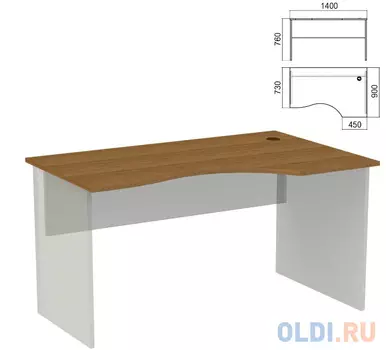 Стол эргономичный ЧАСТЬ 1 "Арго", 1400х900х760 мм, правый, орех