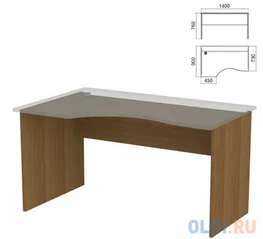 Стол эргономичный ЧАСТЬ 2 "Арго", 1400х900х760 мм, левый/правый, орех