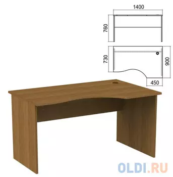 Стол эргономичный "Арго", 1400х900х760 мм, правый, орех (КОМПЛЕКТ)