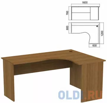 Стол компактный ЧАСТЬ 2 "Арго", 1600х1200х760 мм, правый, орех