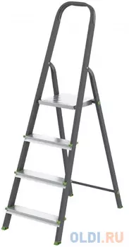 Стремянка, 4 ступени, стальной профиль, алюминиевые ступени, Россия // Сибртех