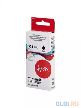 Струйный картридж Sakura 2933B004 (521 BK) для Canon PIXMA MP540/550/560/620/630/640/980/990;MX860/870;iP3600/4600/4700, водорастворимый тип чернил, ч