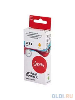 Струйный картридж Sakura 2936B004 (521 Y) для Canon PIXMA MP540/550/560/620/630/640/980/990;MX860/870;iP3600/4600/4700, водорастворимый тип чернил, же