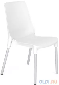 Стул для столовых, кафе, дома SHT-S75, серебристый металлический каркас, пластик белый