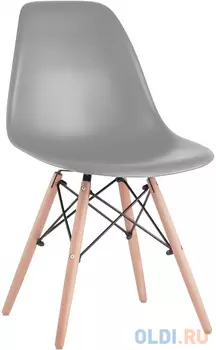 Стулья BRABIX "Eames CF-010", КОМПЛЕКТ 4 шт., пластик серый, опоры дерево/металл, 532632, 2033A