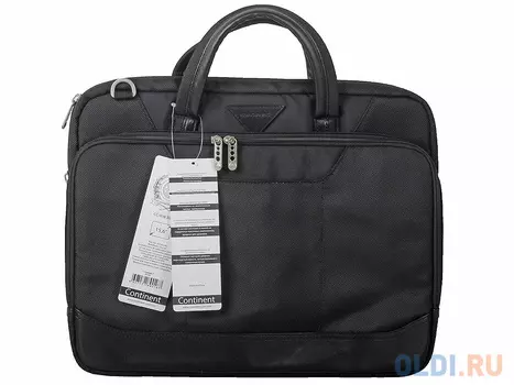 Сумка для ноутбука Continent CC-038 Black до 15,6" (черный, полиэстр/эко кожа, 38 x 31 x 9,5 см.)