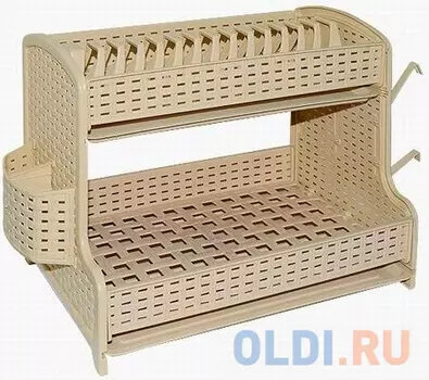 СУШИЛКА ДЛЯ ПОСУДЫ И СТОЛОВЫХ ПРИБОРОВ 2 ЯРУСА "РОТАНГ" (БЕЖЕВАЯ) 52*28,5*32,5 СМ (1/6) "ВИОЛЕТ"