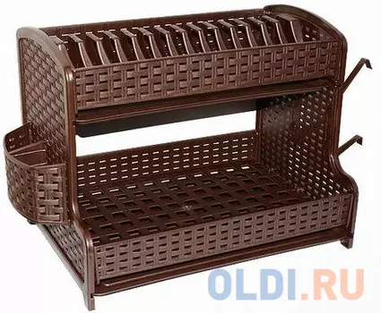 СУШИЛКА ДЛЯ ПОСУДЫ И СТОЛОВЫХ ПРИБОРОВ 2 ЯРУСА "РОТАНГ" (КОРИЧНЕВАЯ) 52*28,5*32,5 СМ (1/6) "ВИОЛЕТ"