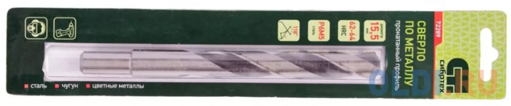 Сверло по металлу, 15,5 мм, Р6М5// Сибртех