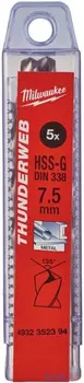 Сверло по металлу HSS-G DIN338 7,5 5шт Milwaukee