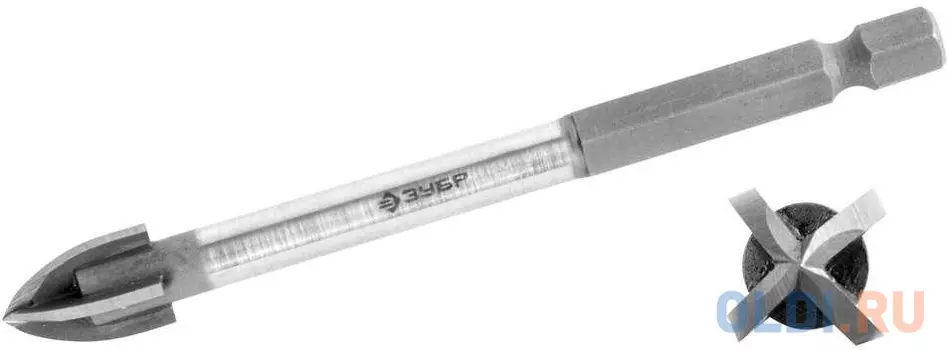 Сверло ЗУБР 29845-12 ЭКСПЕРТ по кафелю керамике с четырьмя режущими лезвиями 12мм