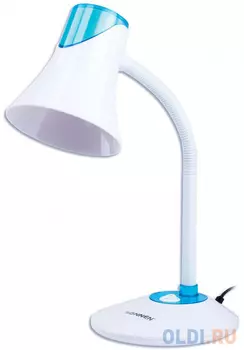 Светильник настольный SONNEN OU-607, на подставке, цоколь Е27, белый/синий, 236681