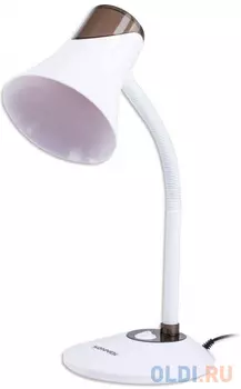 Светильник настольный SONNEN OU-607, на подставке, цоколь Е27, белый/коричневый, 236680