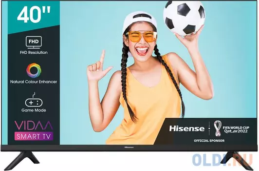 Телевизор 40" Hisense 40A4BG черный 1920x1080 60 Гц Wi-Fi Smart TV 2 х HDMI 2 х USB RJ-45