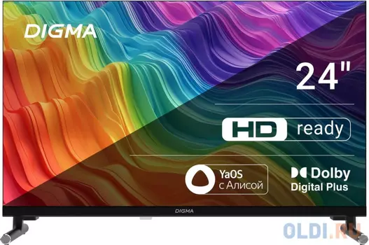 Телевизор LED Digma 24" DM-LED24SBB32 Яндекс.ТВ Frameless черный HD 60Hz DVB-T DVB-T2 DVB-C DVB-S DVB-S2 USB WiFi Smart TV