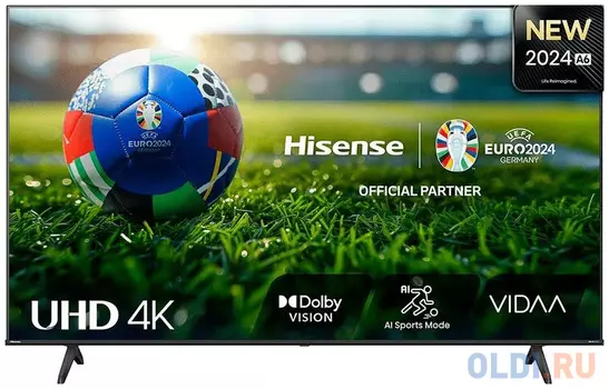 Телевизор ЖК 75'' Hisense/ 75", Ultra HD, Smart TV (ОС VIDAA U5), Wi-Fi, PCI 1600, DVB-T2/T/C/S2/S, 2х15W, CI+(1.4), 3хHDMI, 2хUSB, Wor