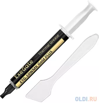 Термопаста ExeGate ETG-10WMK Gold PLUS (10,4 Вт/(м•К), 4г, шприц с лопаткой)
