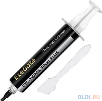 Термопаста ExeGate ETS-7WMK Silver PLUS (7,2 Вт/(м•К), 15г, шприц с лопаткой)