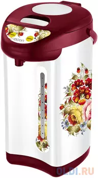 Термопот ECON ECO-400TP, 600 Вт, 4 л, 3 режима подачи воды, металл, белый с красным