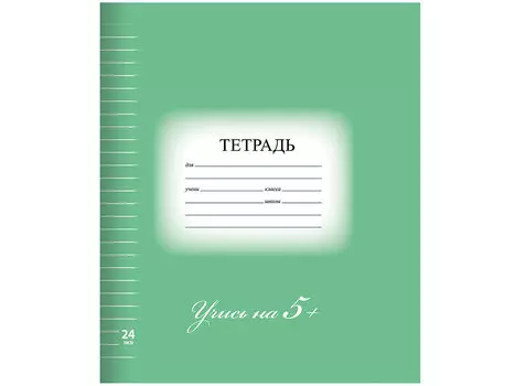 Тетрадь 24 л. BRAUBERG ЭКО "5-КА", линия, обложка картон, ЗЕЛЕНАЯ