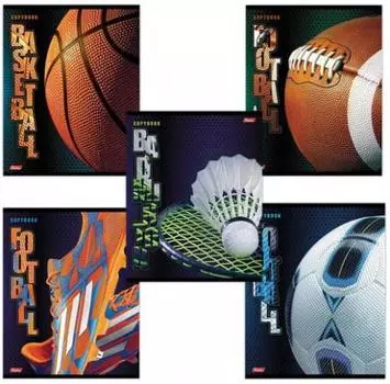 Тетрадь 48 л., HATBER, клетка, 3D-фольга и матовая ламинация, "СпортКлуб"