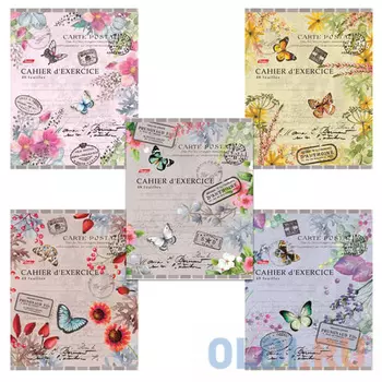 Тетрадь 48 л,. HATBER, клетка, фактурное тиснение, "Salut, France!", 48Т5тВ1, T242858