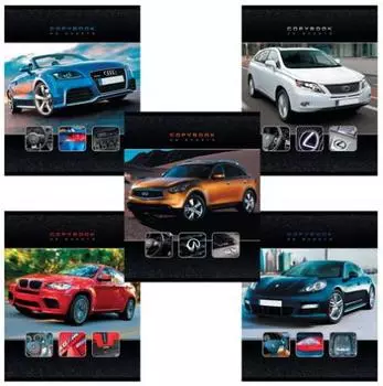 Тетрадь 48 л., HATBER VK, клетка, обложка мелованный картон, "Автомобили"