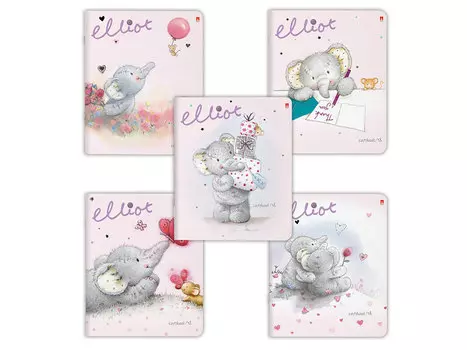 Тетрадь 48 листов, АЛЬТ, клетка, фольга, гибридный лак, "Веселый слоненок", 7-48-853 (5 видов)