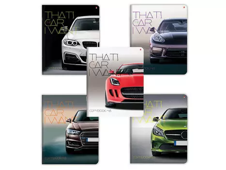 Тетрадь 48 листов, АЛЬТ, клетка, иридиум, "Машина моей мечты" (5 видов)