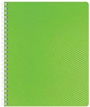 Тетрадь 80 л., А4 HATBER, гребень, клетка, пластиковая обложка, DIAMOND НЕОН-зеленая