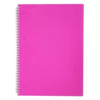 Тетрадь 80 л., А4, HATBER, гребень, клетка, пластиковая обложка, "DIAMOND-розовая"