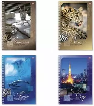 Тетрадь 80 л., А4, HATBER VK, гребень, клетка, обложка мелованный картон, "Ассорти"