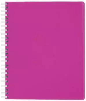 Тетрадь 80 л., HATBER, гребень, клетка, пластиковая обложка, "DIAMOND-розовая"