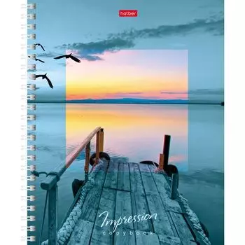 Тетрадь 80 л., HATBER, клетка, обложка мелованный картон, "Impressions"