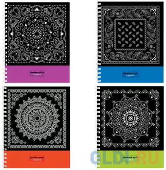Тетрадь 80 л., HATBER VK, спираль, клетка, обложка мелованный картон, "Bandana style", 80Т5C1сп, T280454