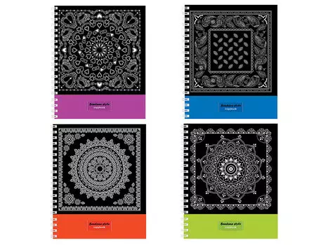 Тетрадь 80 л., HATBER VK, спираль, клетка, обложка мелованный картон, "Bandana style"