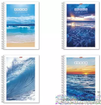 Тетрадь 96 л., А4, HATBER, гребень, клетка, обложка мелованный картон, "Океан", 96Т4B1гр, T150351