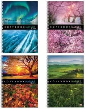 Тетрадь 96 л., А4, HATBER VK, гребень, клетка, обложка мелованный картон, "Пейзажи", 96Т4C3гр