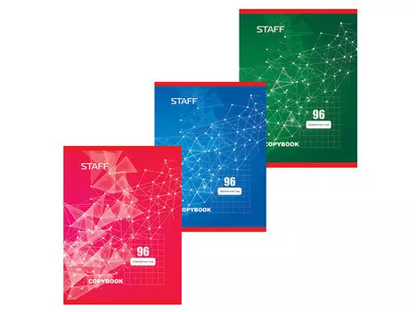 Тетрадь А4, 96 л., STAFF, клетка, офсет №2, обложка картон, ЭКСКЛЮЗИВ