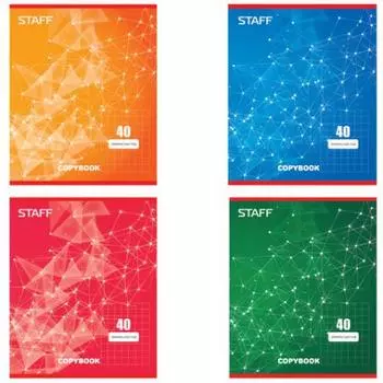 Тетрадь А5, 40 л., STAFF, клетка, офсет №2, обложка картон, ЭКСКЛЮЗИВ