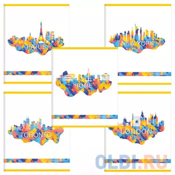 Тетрадь А5, 48 л., ПИФАГОР, клетка, офсет №2, обложка картон, ГОРОДА, 403014