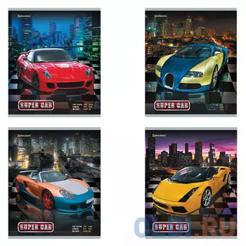 Тетрадь BRAUBERG АВТО 48 листов клетка скрепка