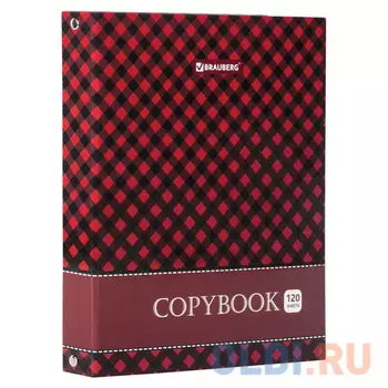 Тетрадь на кольцах 120 л. BRAUBERG А5 175х215 мм, клетка, глянцевая ламинация, "Шотландка", 403274