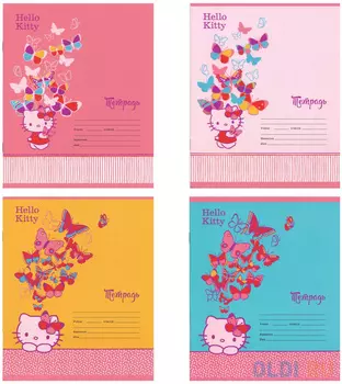 Тетрадь школьная Action! Hello Kitty 12 листов клетка скрепка HKO-AN-1201/5 в ассортименте