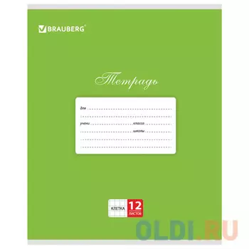 Тетрадь школьная BRAUBERG КЛАССИКА 12 листов клетка скрепка