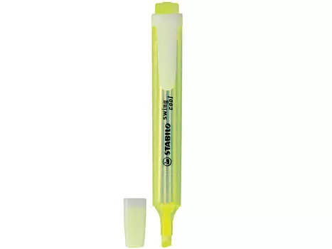 Текстмаркер STABILO "Swing cool", скошенный наконечник 1-4 мм, карманный клип, желтый
